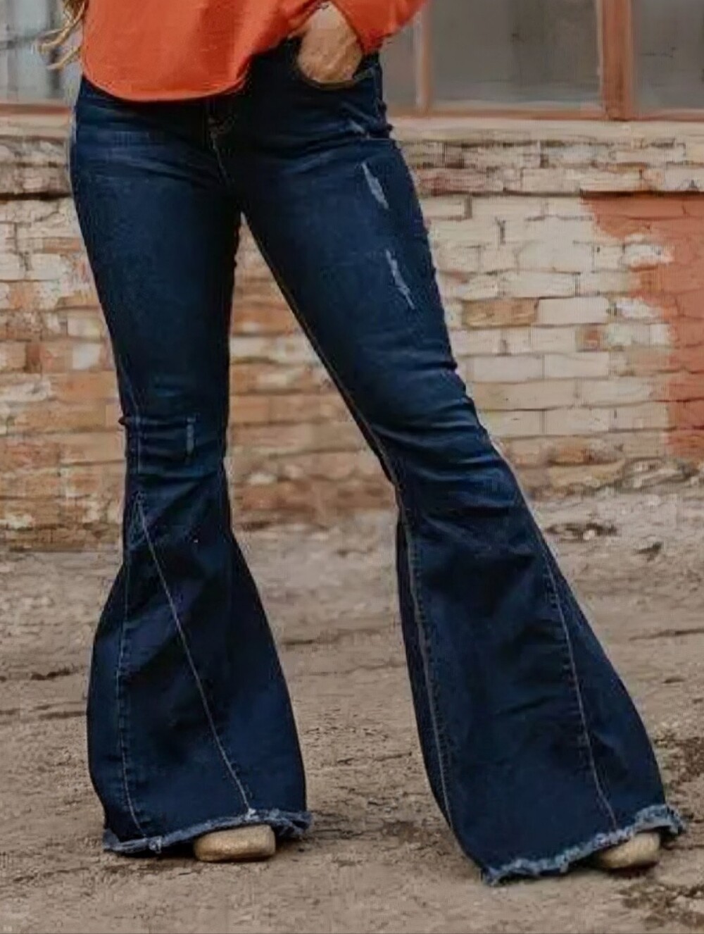 NWT Lucky & Blessed (L&B) Western Extreme Flare Distressed Jeans Women's 18 Dark